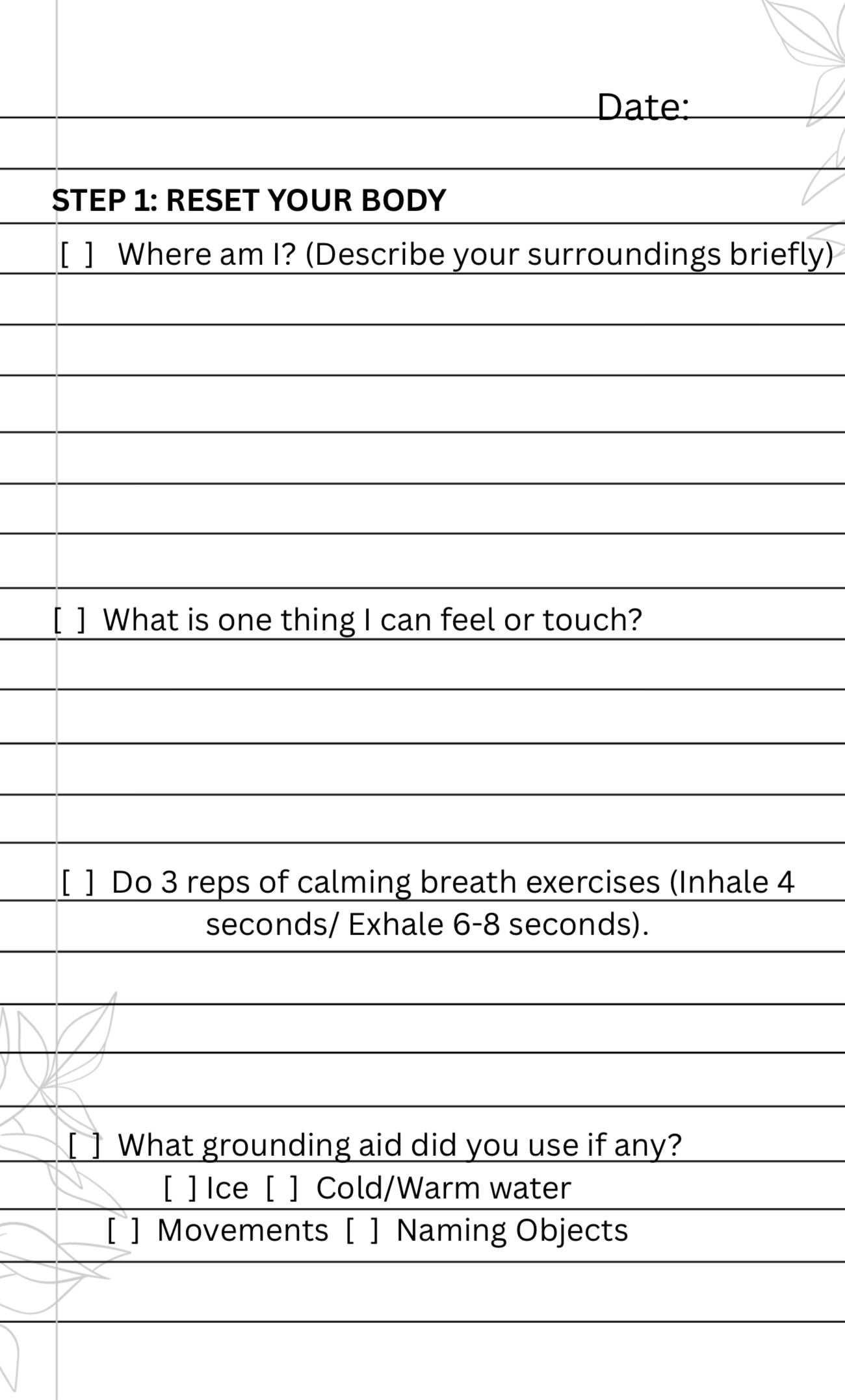 Panic Reset Journal- Digital Download (30 pages)